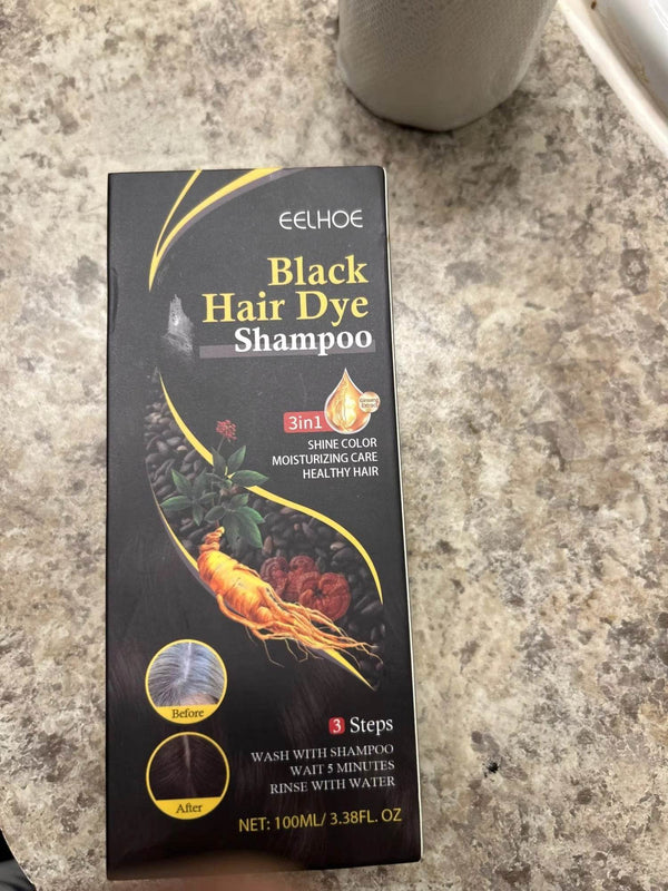 2pcs Black Hair Colouring Shampoo Natural Herbal Essence 3 in 1 Colouring Shampoo Clean Dandruff Removing for Covering White - ZEYTONCART