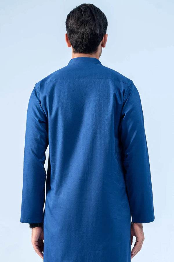 SELF DOBBY KURTA ROYAL BLUE - ZEYTONCART
