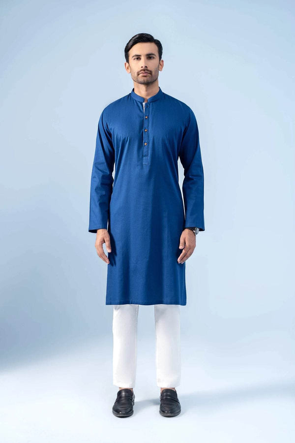 SELF DOBBY KURTA ROYAL BLUE - ZEYTONCART