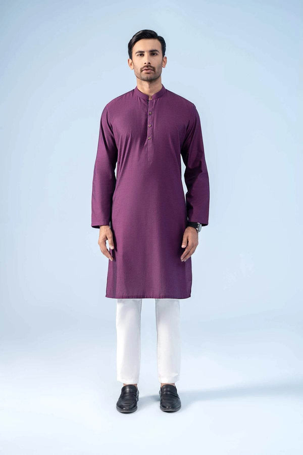 SELF DOBBY KURTA PLUM - ZEYTONCART