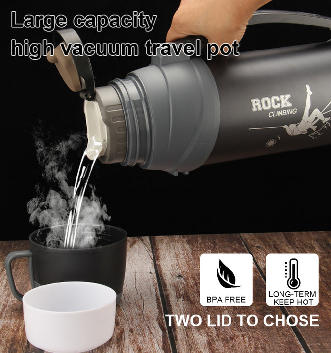 2000ML NEW High Quality Large Capacity Stainless Steel Vacuum Double Wall Travel Pot with Handle - ZEYTONCART