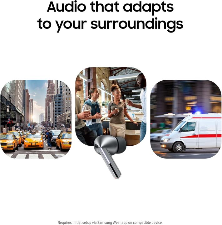 For Samsung for Galaxy Buds 3 Pro AI Wireless Earbuds Noise Cancelling Sound Optimization Comfort Fit Silver LED Redesigned
