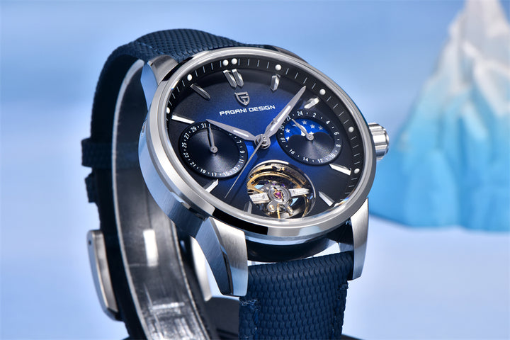 PAGANI DESIGN PD-YS021 New 41MM Pilot's Hollow Moon Phase Leisure Fashion Men Mechanical Watch Sapphire Glass Automatic Watches