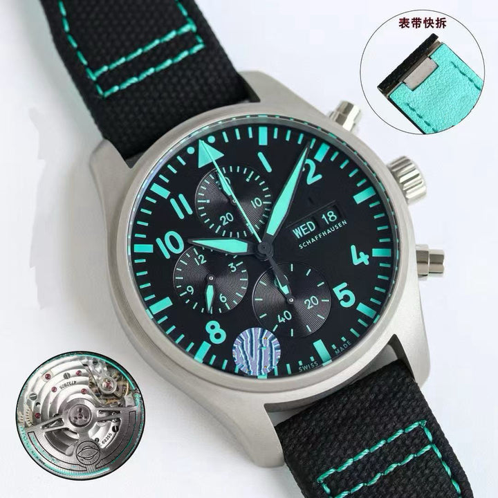 Luxury Men's Iconic 43mm Dial Mechanical Watch Royce Reloj Automatic Chronograph Stainless Steel Classic Pilot Style ETA