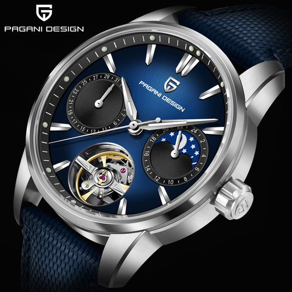 PAGANI DESIGN PD-YS021 New 41MM Pilot's Hollow Moon Phase Leisure Fashion Men Mechanical Watch Sapphire Glass Automatic Watches