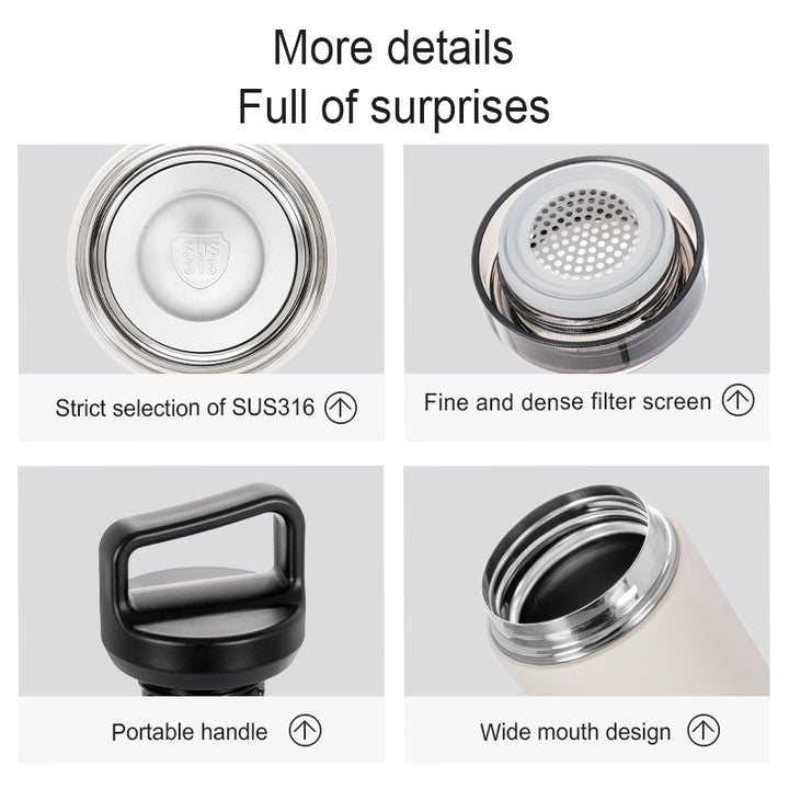 Business Insulated Water Flask Stainless Steel Water Bottle With Tea Infuser - ZEYTONCART