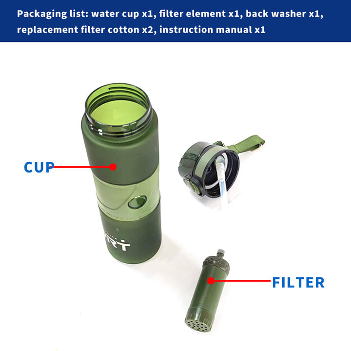 OEM Survival Water Filter Bottles Action Outdoor Water Filter Bottle Emergency Survival Water Filter Bottle - ZEYTONCART