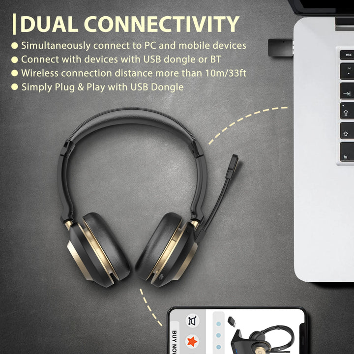 Kensing BT-882C-D 99.6% ENC Noise Cancelling Wireless Gaming Headset with Mic - ZEYTONCART