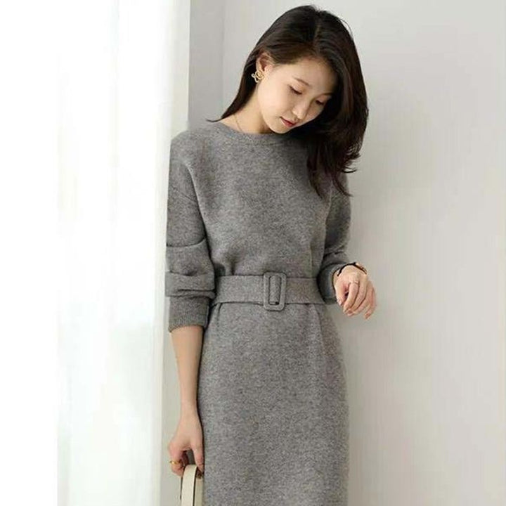 Autumn And Winter Mid-length Sweater Skirt Match With Coat Inner Leisure Loose Dress - ZEYTONCART