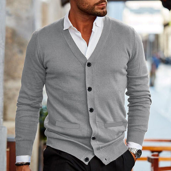 Men's Double-sided Pocket Autumn And Winter New Knitwear V-neck Long Sleeve Slim Sweater Cardigan - ZEYTONCART