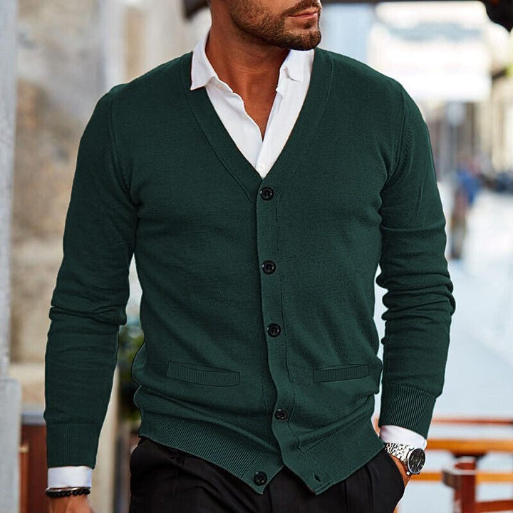 Men's Double-sided Pocket Autumn And Winter New Knitwear V-neck Long Sleeve Slim Sweater Cardigan - ZEYTONCART