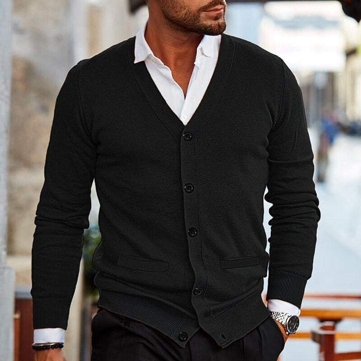 Men's Double-sided Pocket Autumn And Winter New Knitwear V-neck Long Sleeve Slim Sweater Cardigan - ZEYTONCART