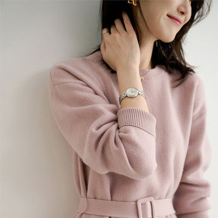 Autumn And Winter Mid-length Sweater Skirt Match With Coat Inner Leisure Loose Dress - ZEYTONCART