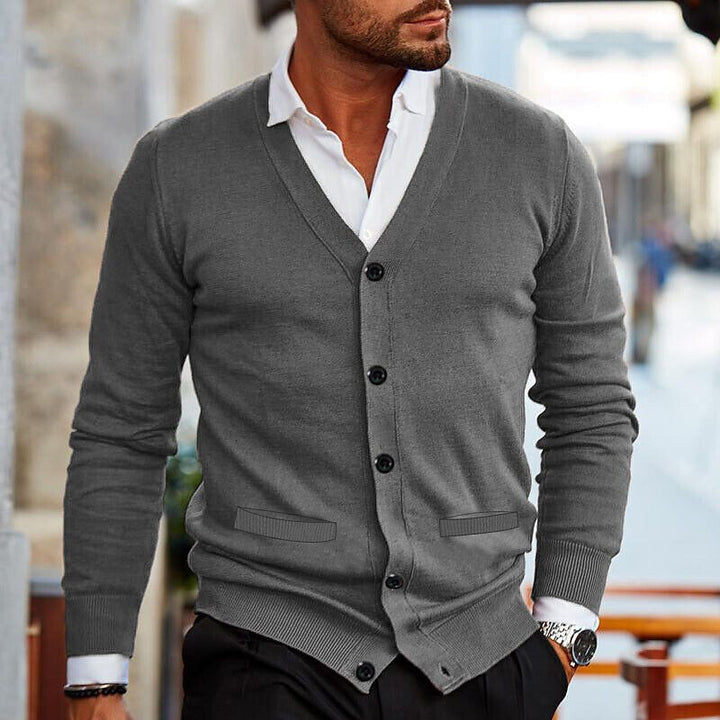 Men's Double-sided Pocket Autumn And Winter New Knitwear V-neck Long Sleeve Slim Sweater Cardigan - ZEYTONCART
