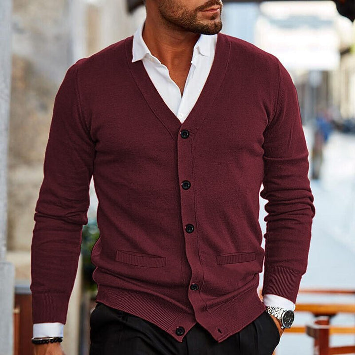 Men's Double-sided Pocket Autumn And Winter New Knitwear V-neck Long Sleeve Slim Sweater Cardigan - ZEYTONCART