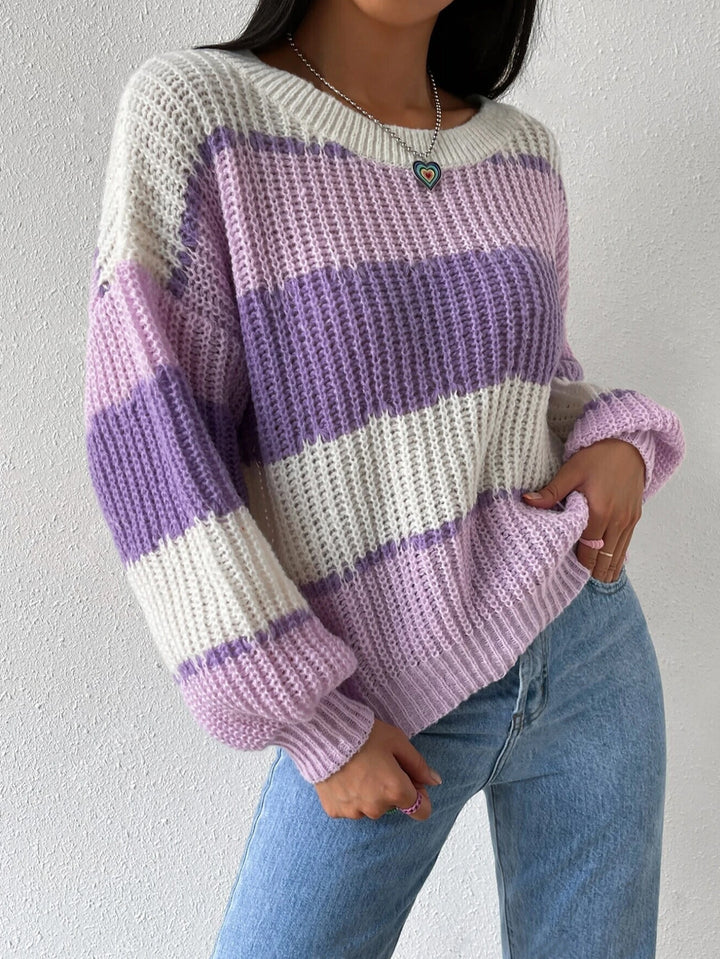 Autumn And Winter Long Sleeve Pullover Contrast Color Casual - ZEYTONCART
