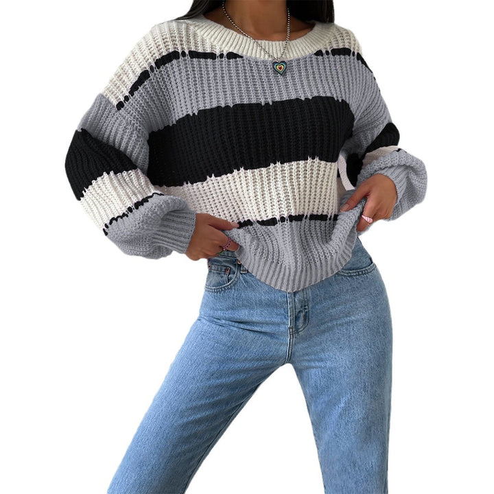 Autumn And Winter Long Sleeve Pullover Contrast Color Casual - ZEYTONCART