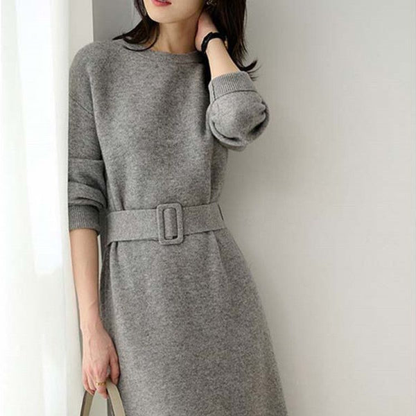 Autumn And Winter Mid-length Sweater Skirt Match With Coat Inner Leisure Loose Dress - ZEYTONCART