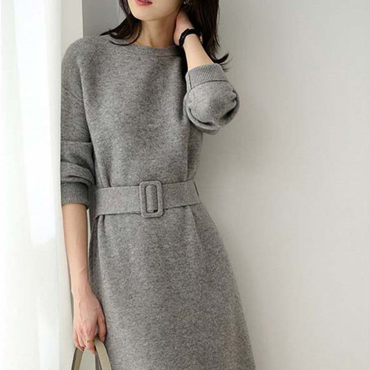 Autumn And Winter Mid-length Sweater Skirt Match With Coat Inner Leisure Loose Dress - ZEYTONCART