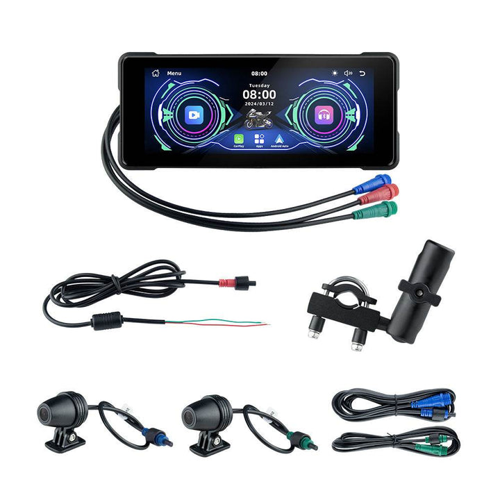 Motorcycle Wireless Carplay Navigation Android Anto Front And Rear Dual Bluetooth Camera Record - ZEYTONCART