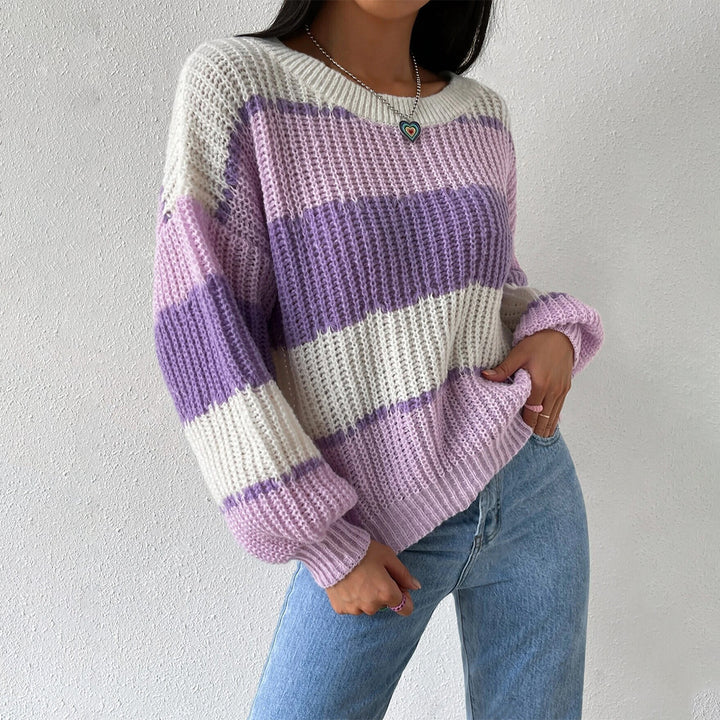 Autumn And Winter Long Sleeve Pullover Contrast Color Casual - ZEYTONCART