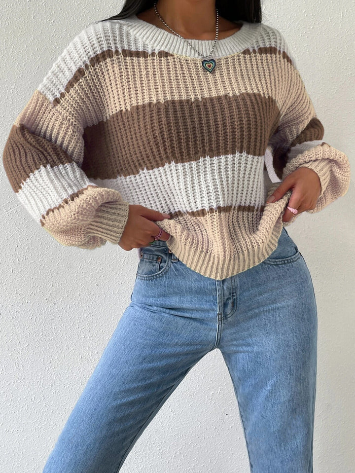 Autumn And Winter Long Sleeve Pullover Contrast Color Casual - ZEYTONCART