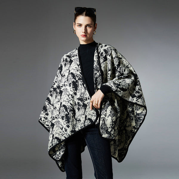 European And American Spring, Autumn And Winter Artificial Mink Hair Ink Painting Jacquard Shawl - ZEYTONCART