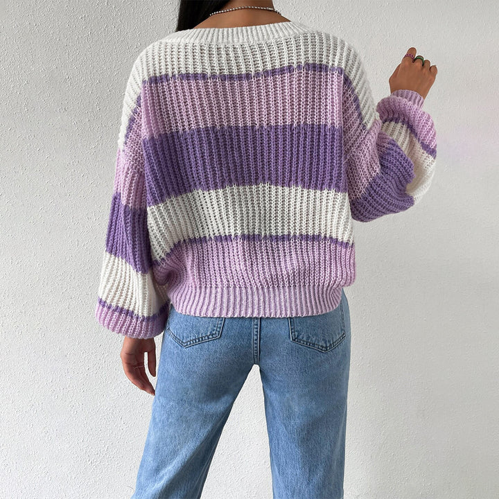 Autumn And Winter Long Sleeve Pullover Contrast Color Casual - ZEYTONCART