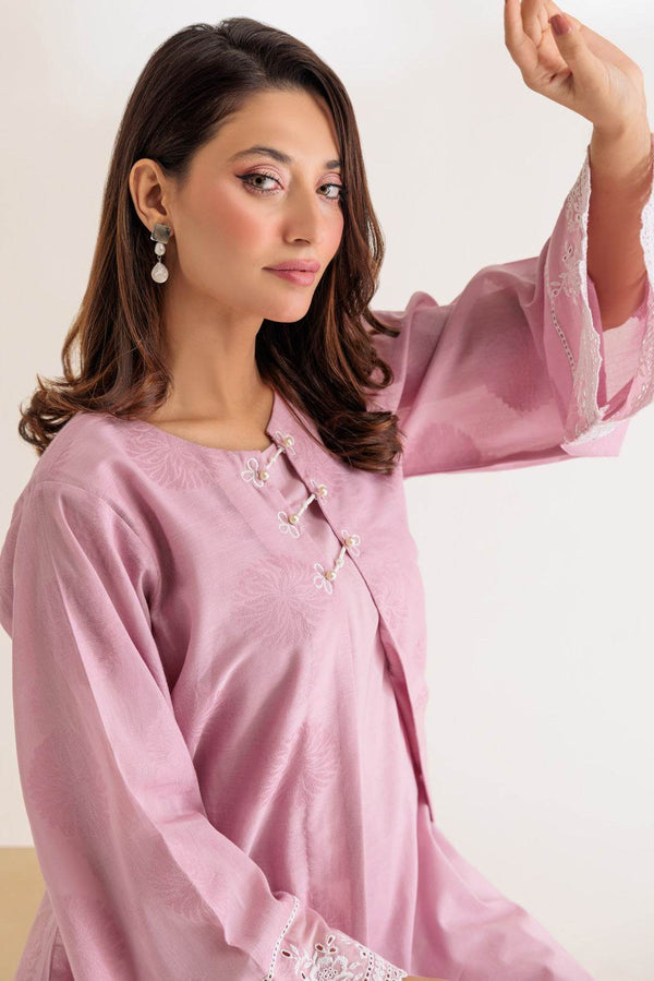 Stitched 2-Piece Jacquard Suit – Embroidered Shirt with Cambric Culotte (PWS6232P18) B-195 - ZEYTONCART