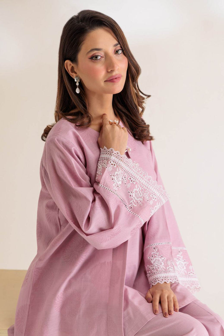 Stitched 2-Piece Jacquard Suit – Embroidered Shirt with Cambric Culotte (PWS6232P18) B-195 - ZEYTONCART