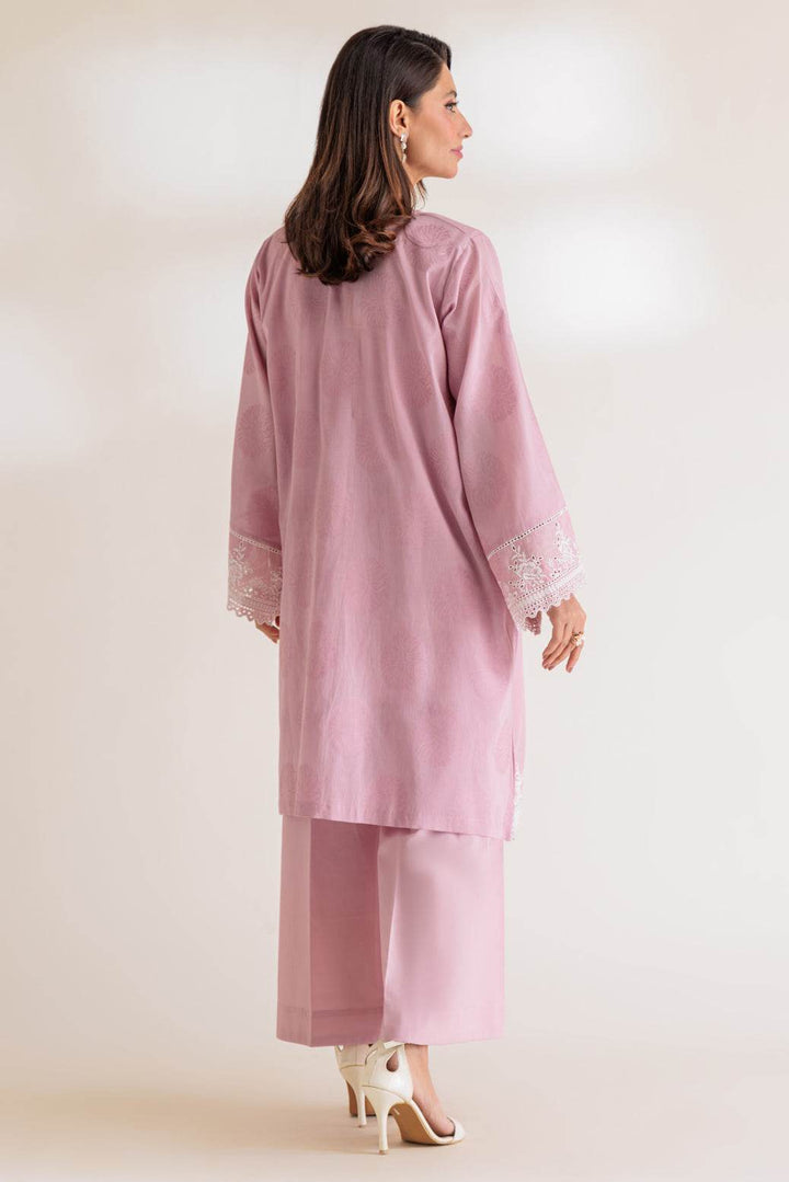 Stitched 2-Piece Jacquard Suit – Embroidered Shirt with Cambric Culotte (PWS6232P18) B-195 - ZEYTONCART