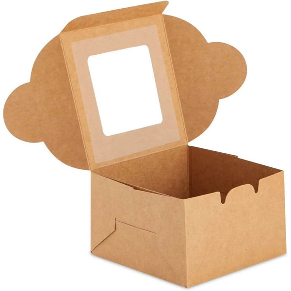 Cake Box with Window,Bakery Pastry Boxes,Cookie Boxes,Mini Pie Box for Pastry,Dessert,Strawberries,Cupcakes with Paper Stickers - ZEYTONCART
