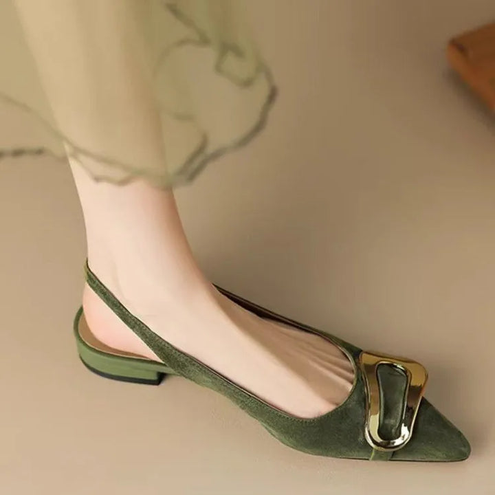Suede Women Shoes Pointed Toe Fashion Sandals 2025 Summer Slingback Dress Shoes Casual Slip on Pumps Low Heel Chaussure Femme - ZEYTONCART