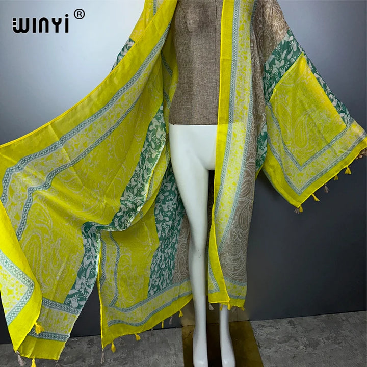 WINYI summer outfit kimono africa abaya muslim beach cover up maxi dress cardigans beach wear women abaya dubai luxury kaftan - ZEYTONCART