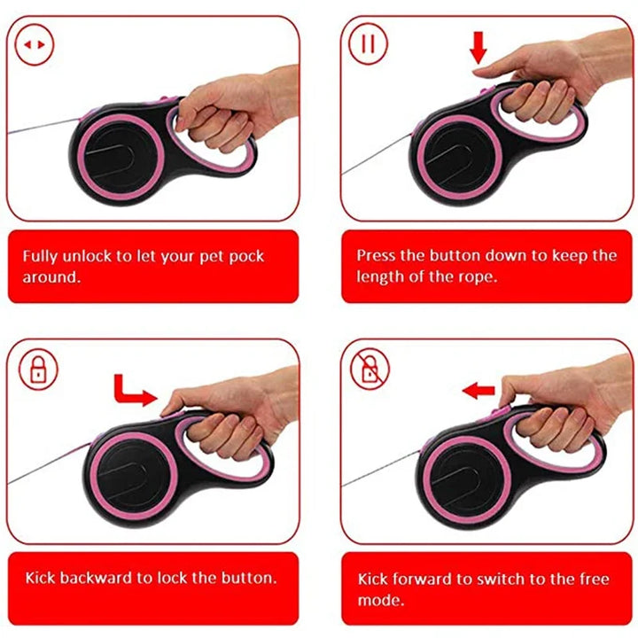 3/5/8M Durable Nylon Retractable Dog Leash Leads Automatic Extending Leash For Small Medium Large Dogs Puppy Walking Leash Rope - ZEYTONCART