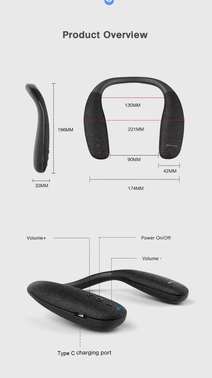 Rockmia EBS-908 Hot Selling Popular Neckband Speaker Wearable Wirless Music Box High Quality Original Manufacturer - ZEYTONCART