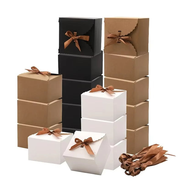 10 Pack Gift Boxes Holiday Gift Boxes with Ribbon Paper Gift Wrap Bags Christmas Party Gift Wrap Home Decoration