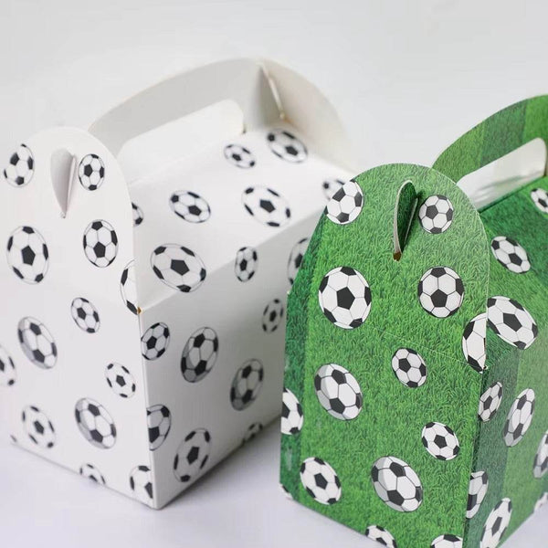 12Pcs Portable Football Pattern Candy Gift Box Kids Birthday Party Favors Box Dessert Cake Boxes Soccer Theme Party Decoration - ZEYTONCART