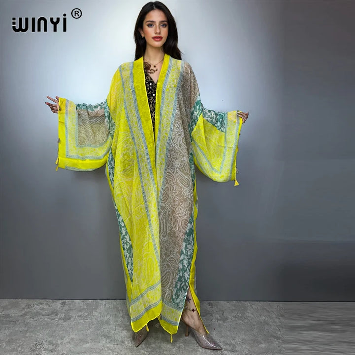WINYI summer outfit kimono africa abaya muslim beach cover up maxi dress cardigans beach wear women abaya dubai luxury kaftan - ZEYTONCART