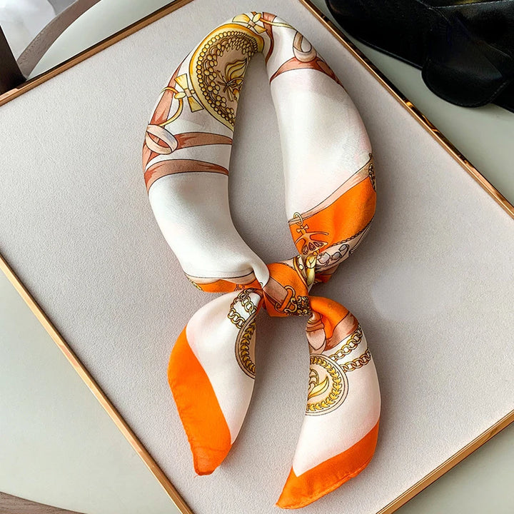 Luxury 70cm Square Silk Scarf for Women Hijab Hair Bands Neckerchief Female Shawl Ribbon Headband Fashion Wraps Bandana - ZEYTONCART