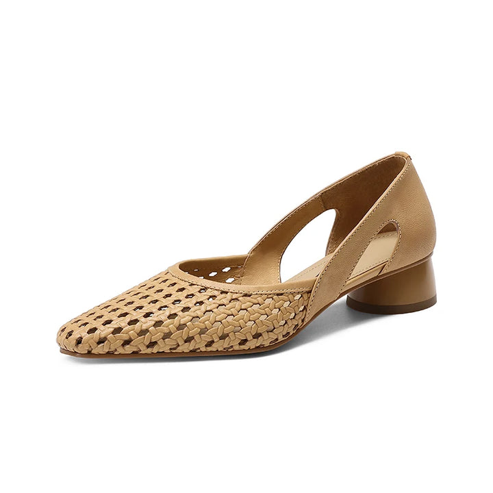 Women Pumps Fashion Style  Elegant Shoes Casual  Lady Sheepskin Oxford sole Women Shoes Blue White Thick Heels 3cm Shoes  A200 - ZEYTONCART