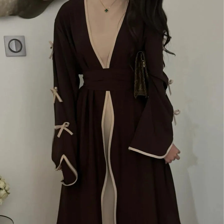 Muslim Women Dubai Middle East Bow Robe Dress Abaya Bowknot Clothing - ZEYTONCART