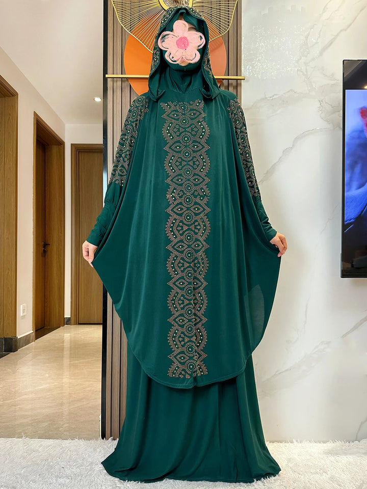 New Dubai Ramadan Muslim Women's Prayer Set Hooded Hijab With the Long Skirt Turkey-African Dubai Islam Lady Cloth Kaftan Abaya - ZEYTONCART