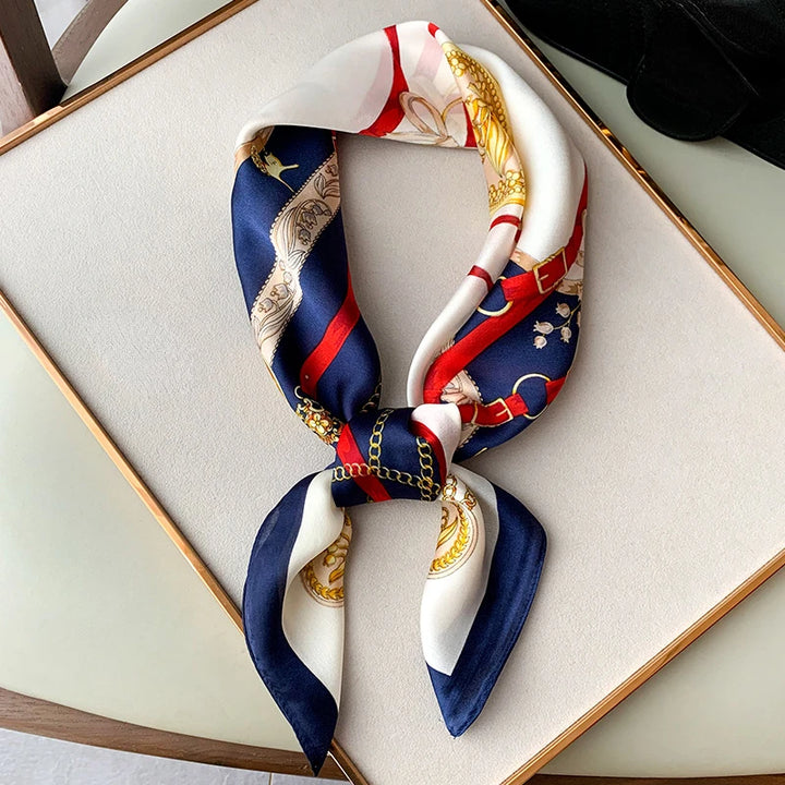 Luxury 70cm Square Silk Scarf for Women Hijab Hair Bands Neckerchief Female Shawl Ribbon Headband Fashion Wraps Bandana - ZEYTONCART