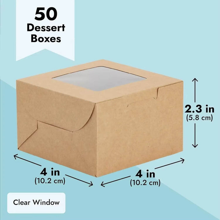 Cake Box with Window,Bakery Pastry Boxes,Cookie Boxes,Mini Pie Box for Pastry,Dessert,Strawberries,Cupcakes with Paper Stickers - ZEYTONCART
