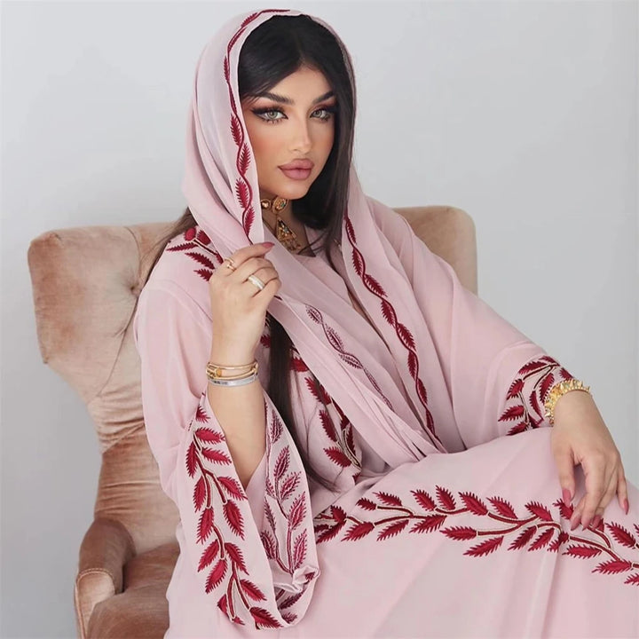 Women Eid Muslim Abaya Dubai Arab Middle Long Robe Morocco Embroidery Abayas Kaftan Turkey Headscarf Gorgeous Loose - ZEYTONCART