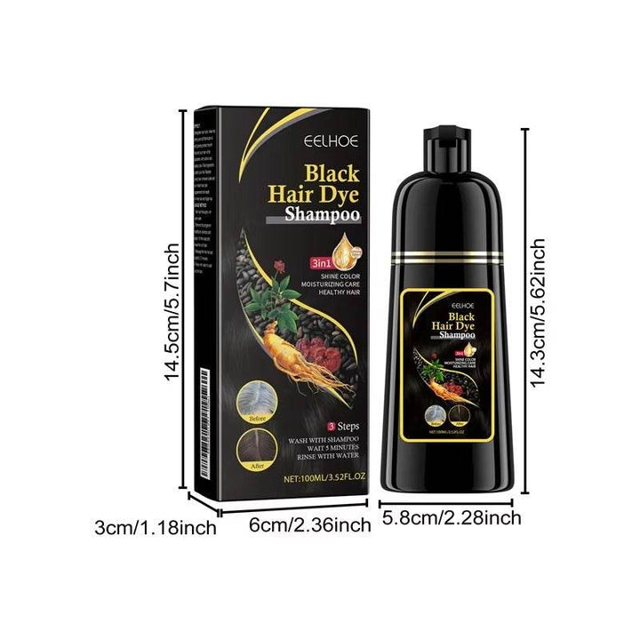 2pcs Black Hair Colouring Shampoo Natural Herbal Essence 3 in 1 Colouring Shampoo Clean Dandruff Removing for Covering White - ZEYTONCART