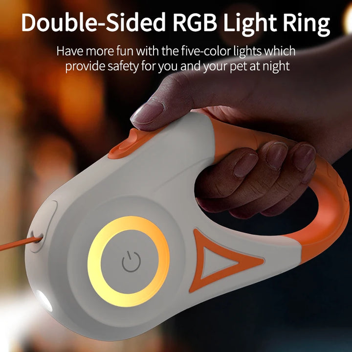 ROJECO 5M Automatic Dog Leash Retractable LED Luminous Leading Fashion Light Straps For Dog Puppy Pet Flexi Walking Running Lead - ZEYTONCART