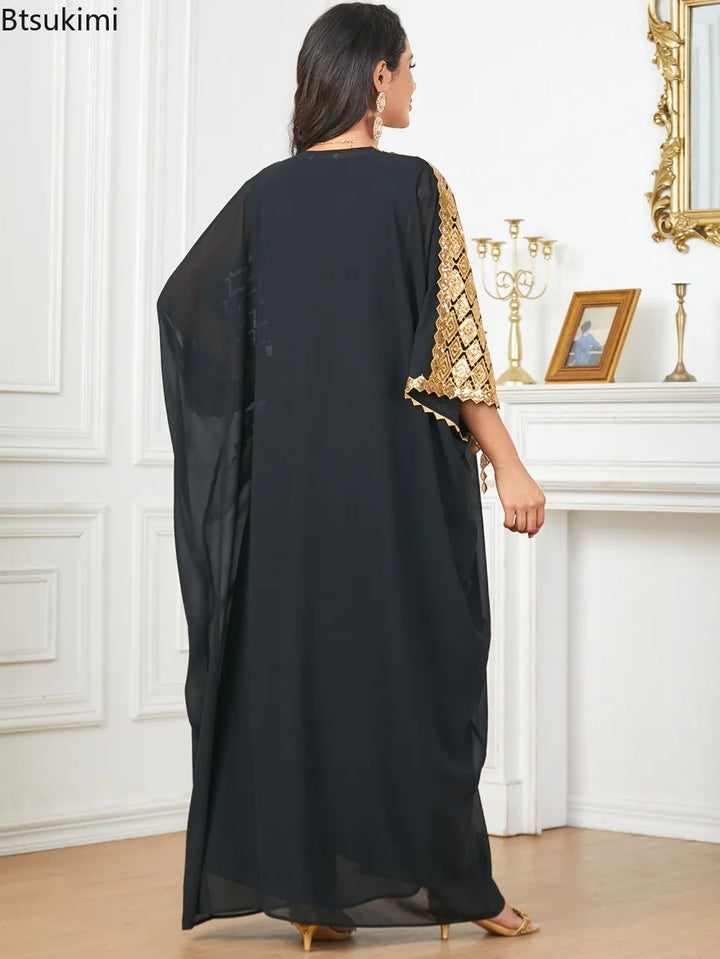 New Eid Muslim Party Dress for Women Abaya with Inner Dress 2 Piece Set Jalabiya Ramadan Abayas Robe Caftan Vestidos Largos 2025 - ZEYTONCART