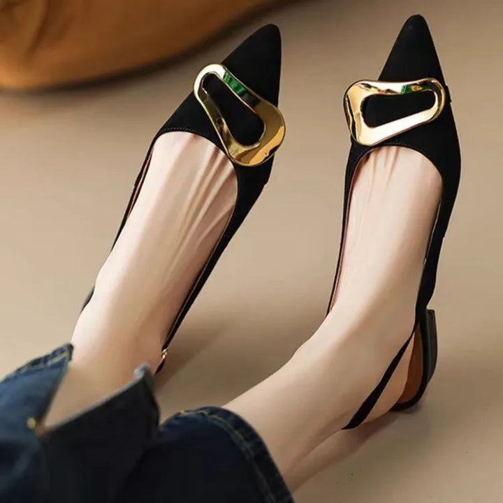 Suede Women Shoes Pointed Toe Fashion Sandals 2025 Summer Slingback Dress Shoes Casual Slip on Pumps Low Heel Chaussure Femme - ZEYTONCART